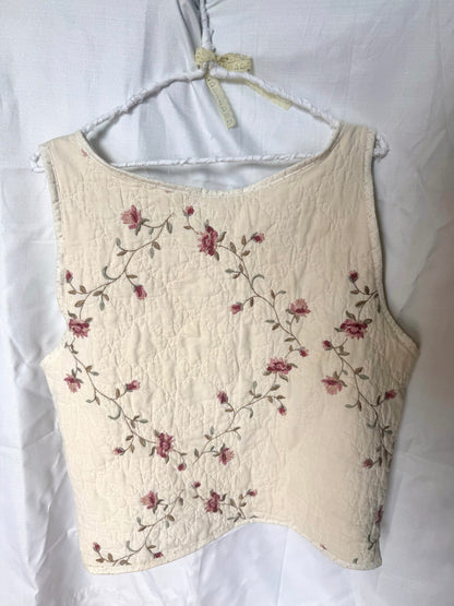 Neutral Floral Lattice Vest